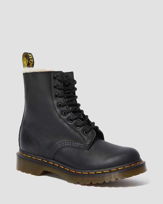Botas Con Cordones Dr. Martens 1460 Serena Faux Fur Lined Mujer Negros MX-30572